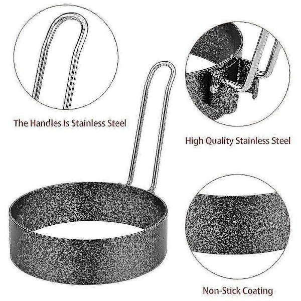 6-pak Egg Ring, Rustfritt Stål Runde Eggkoker Ringer Ikke-Klebbende Steke Egg Maker Former