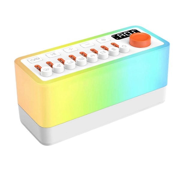 White Noise Sleep Sound Machine med 8 Naturlyde, Bærbar Bluetooth Højttaler, 12 Farver Natlampe