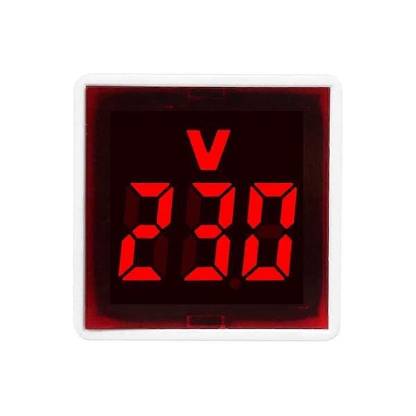 Digital Voltmeter Firkantet AC220V Spændingstester med LED-display og Indikatorlys EU-stik Rød