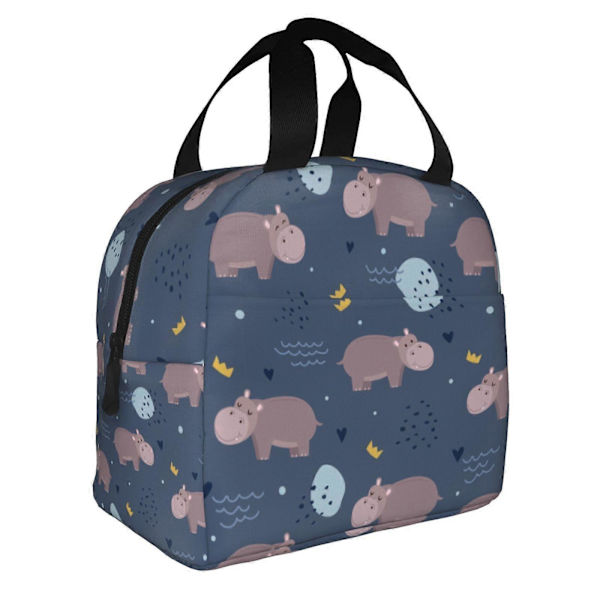 Hippo Eläin Lounaskassi Uusiokäyttöinen Eristävä Lounaslaatikko Kawaii Vedenpitävä Lounaskassi Naisille Miehille Toimisto Työ Piknik