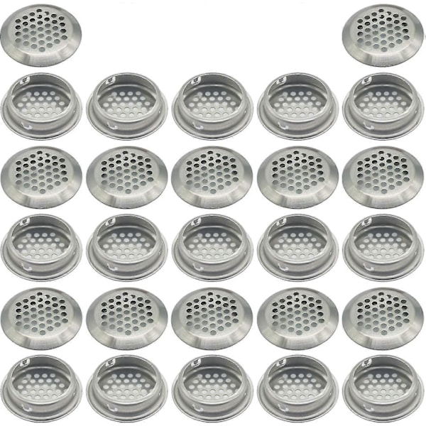 27 Stk. 35 mm Ventilationsrist i Rustfrit Stål Rundt Mesh Åndbart | Til Køkkenmøbler Ventilationsmunding i Rustfrit Stål | Til Skab Skab