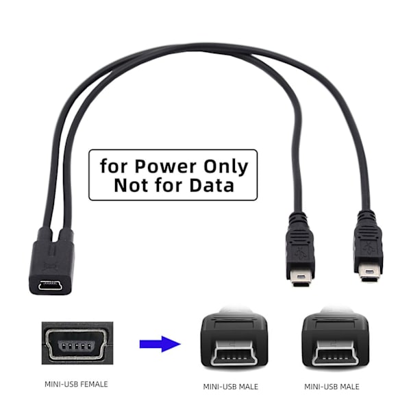 U2-069-tc004 Mini USB 2.0 Hunn til Dobbel Mini USB 5-pins Hann Splitter Forlengelsesladekabel