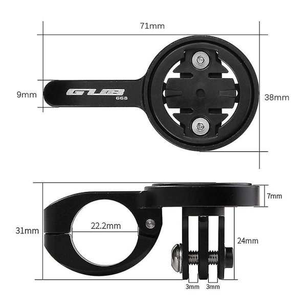 22,2 mm Cykel TT Styrcomputerbeslag Med 4 Adaptere Til Garmin Til Bryton Til Cateye Til Sportskamera