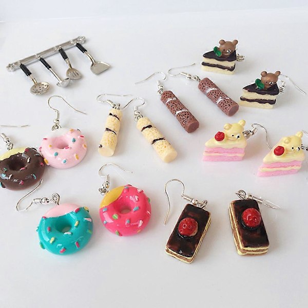 1 Par Kreative Søde Mini Donut Kage Øreringe Minimalisme Tegneserie Design Kvindelige Øre Kroge Danglers Smykker Gave