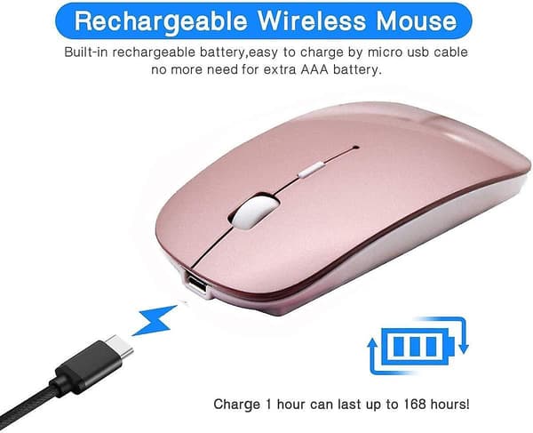 Bluetooth Mus Rechargeable Trådløs Mus Til Macbook Pro, Bluetooth Trådløs Mus Til Bærbar Pc Computer (Rosaguld)