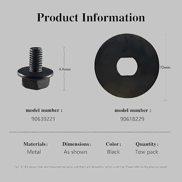 Kædesavsskrue og skive til DeWalt DCCS620 CMCCS620 CMCCS660 DCCS670 DCCS690 DWCS600 (90618229, 90639221).