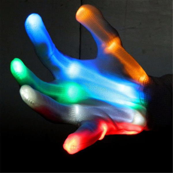 LED-Handskar med Blinkande Ljus, Skelett-Design, Halloween-Handskar för Vuxna, Färgglada Glow-in-the-Dark Partyfavoriter, Födelsedag, Jul, Kostym, Klubb, Klassrum
