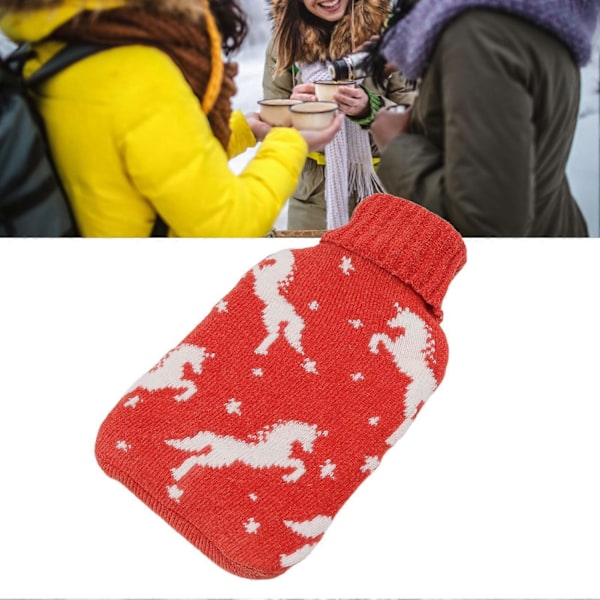 2000ml Varmvattenflaska Varmvattenpåse Med Mjukt Stickat Överdrag För Nacke Axel Varm För Vinter Häst