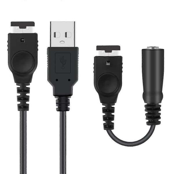 Opladerkabel og 3,5 mm hovedtelefonadapterkabel til Gameboy Advance SP