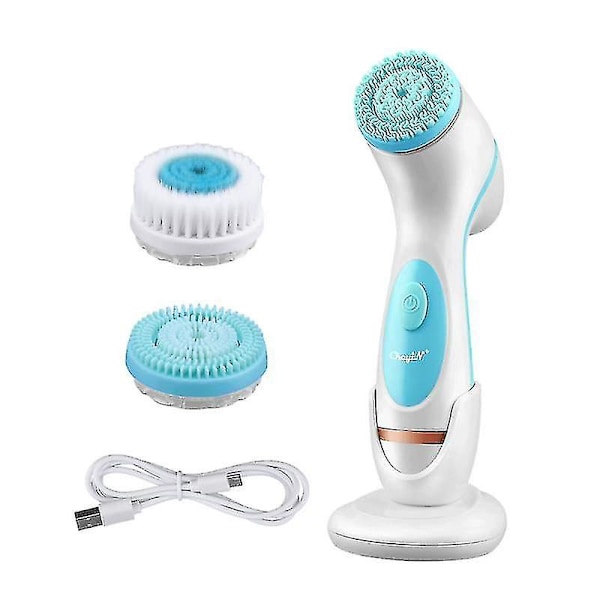 Ansiktsmassager 3 i 1 Elektrisk Ansiktsrengöringsborste Silikon Roterande Ansiktsborste Rengöring