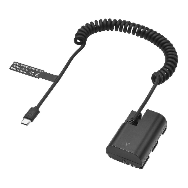 Andoer LP-E6 Dummy Batteri USB-C Kobling Adapter - DR-E6 Dummy Batteri Kobling Med USB Type-C Fjær