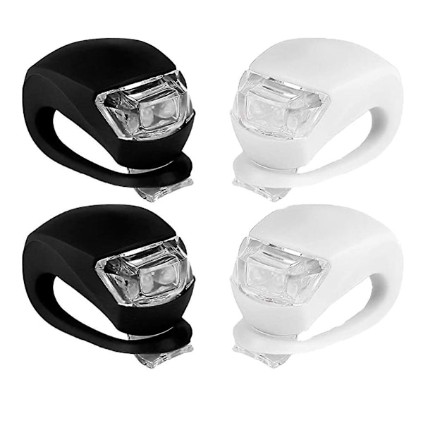 4 stk. LED Silikon Cykel Forlygter og Baglygter Sæt Push Cykel Klip Lys