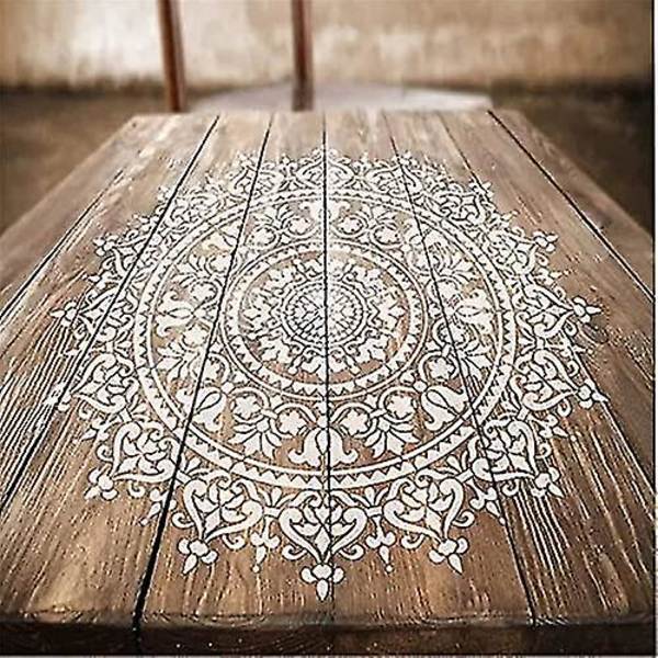 Mandala-sjablonger, gjenbrukbare sjablonger for maling - verktøy for gulv, vegg, fliser, stoff, møbler, malingstilbehør (50*50cm)