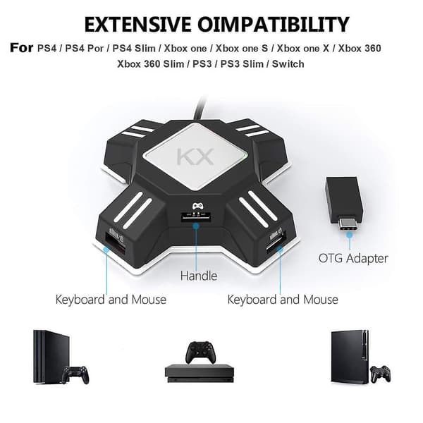 Näppäimistöhiiri-sovitinohjainmuunninsovitin Switchille/PS4/PS4 Pro/PS4
