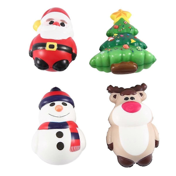 4 st PU Squishy Stressboll Leksak Rensa Ren Julgåva Långsam Återhämtning Antistress Squee