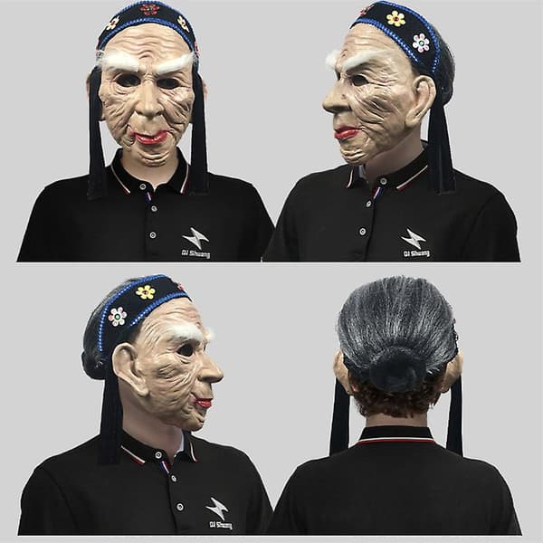 Uutuus Halloween-asuun Latex-ihmispäänaamio Vanha Rouva