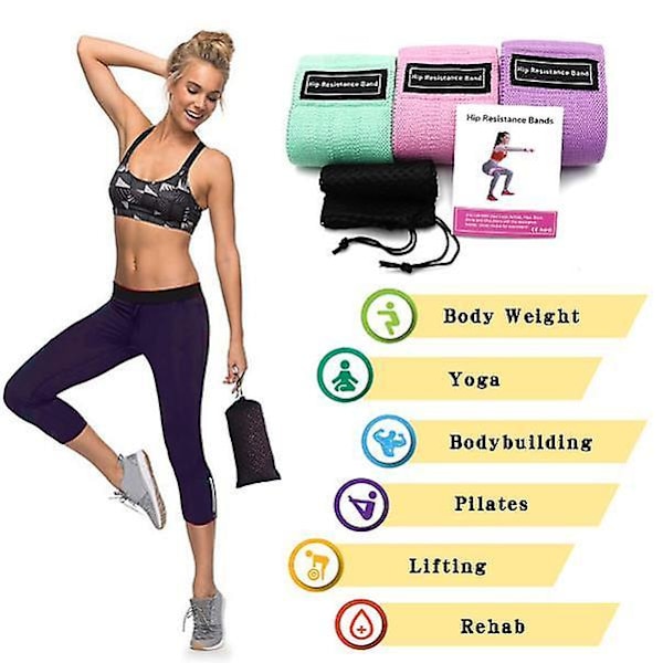 Hip Trainer Motståndband Träningsband 3-pack