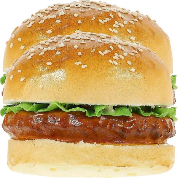 Simulerings Fake Burger Model 2 stk. Burger-formet Uddannelsesmodel til Klasseundervisning Lys Farve Dekoration