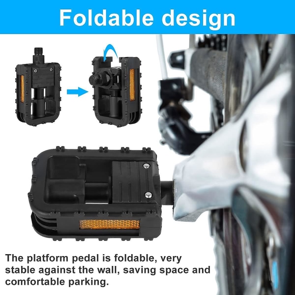 Brettpedaler til sammenleggbar sykkel, sammenleggbare sykkelpedaler med aluminium, slitesterke sammenleggbare sykkelpedaler i plast, sykkeltilbehør (3-c-mn)