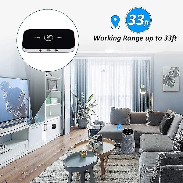 Bluetooth 5.0-sändarmottagare, 2-i-1 trådlös bärbar stereoljudadaptermottagare med Rca/3,5 mm Aux-kompatibelt HD-ljud med låg latens