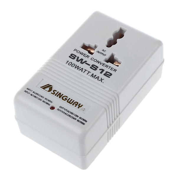 100W 110V/120V till 220V/240V Spänningsomvandlare Transformer Resa Vit A