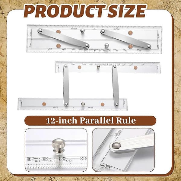 Marine Parallel Linjal med Tydelige Skalaer 30 cm Parallel Linjal