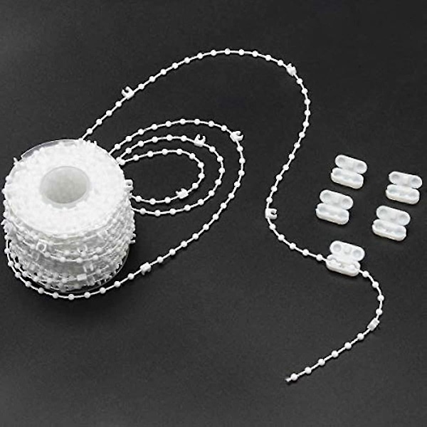 20 Meter Bottenkedja för Persienner Vit Vertikal Persienn Bottenkedja För 3,5 Tum 89mm Lameller Gardin Pärlor Med 5 St Plastkedjekopplingar