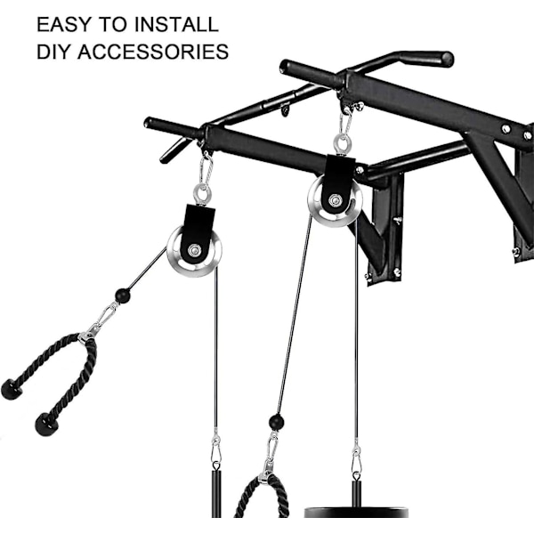 Remskivan Remskiva, 90mm Repskive med Sling och D-krok, 360 Swivel, För Lat Pulley System, Hemmagym Utrustning