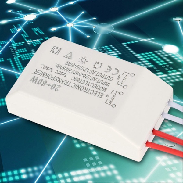 220V till AC 12V Elektronisk Transformator Spänningsomvandlare 20‑60W Smart Strömförsörjningsdrivare