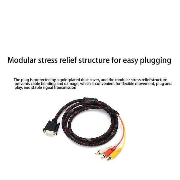 Adapterkabel, RCA-kabel RCA-lydkabel VGA til AV-kabel 15-polet til 3 RCA-lyd AV-kabeladapter til