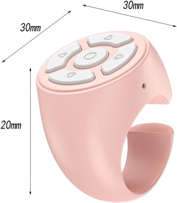 Rosa Fingerfjernkontrollring Mini for Selfie-knapp, Smarttelefoner