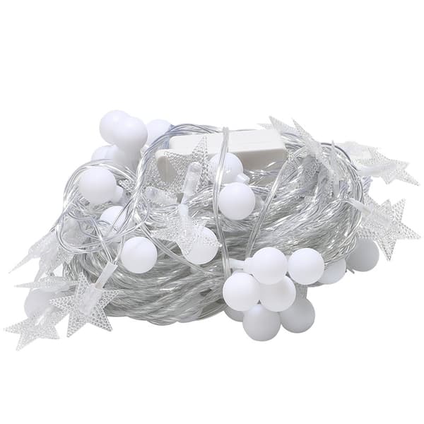 Dekorative LED-lys, julepynt, USB-drevet, 3 meter lang - krystallkule- og stjernedesign