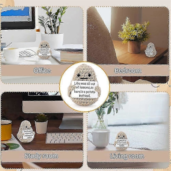 3 \"Mini Rolig Positiv Livspotatis, uppmuntrande intressant stickad 2st Livspotatis