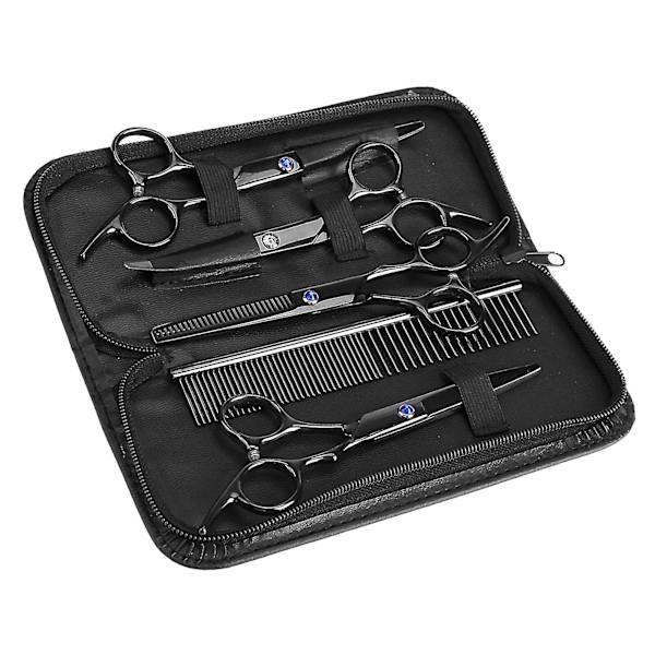 Pet Grooming Scissors Kit 7 stk - Klipning tyndere hårklippningsværktøjer til hund- og kattefrisører