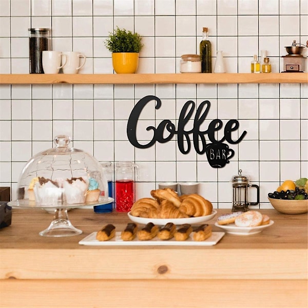 Metallhängande kaffebar väggskylt krukhängande skylt men först kaffemtallskylt kaffestation