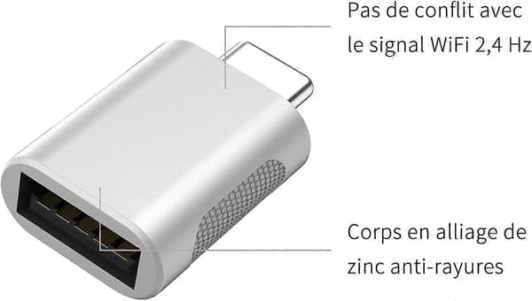 USB C til USB Adapter (2-pakning), USB-C til USB 3.0 Adapter, USB Type-C til USB Adapter, (Sølv)