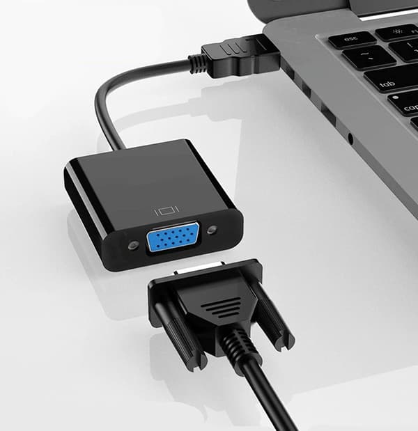 Forgyldt HDMI til VGA-adapter, han til hun, velegnet til computere, stationære computere, bærbare computere, skærme, projektorer, HDTV'er osv.