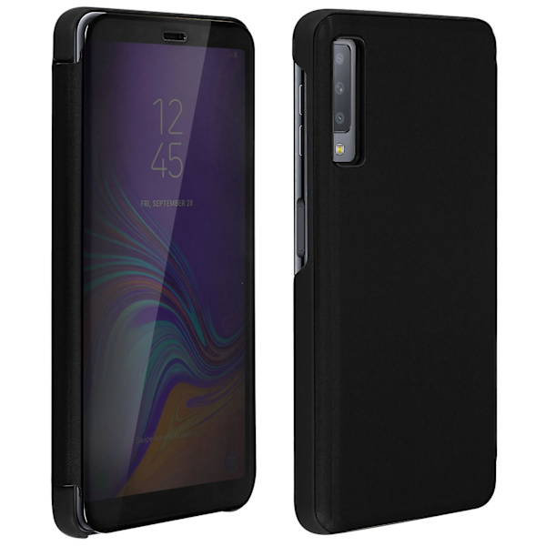 Flip Case, Spegel Case för Galaxy A7 2018, Stående Fodral - Svart