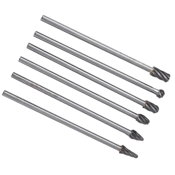 6 stk. Wolframkarbid Aluminium Rotationsfiler Burr Sæt 6mm Skaft 10mm Skærediameter