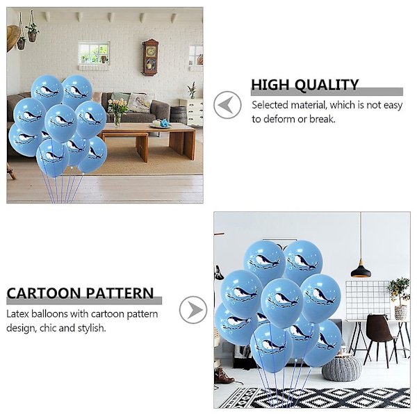 20 stk Hval Latex Balloner Bølge Tegneserie Balloner Havtema Fest Balloner