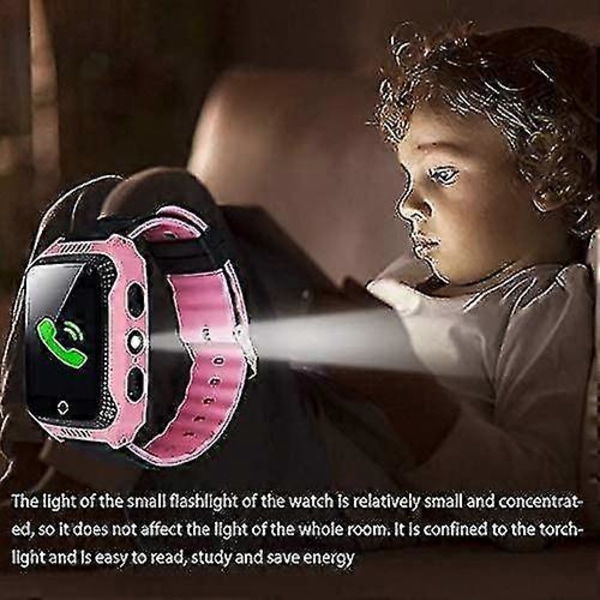 GPS Smartwatch til Børn - Touchscreen Smartwatch til Børn med Opkald, Stemmebeskeder, SOS-lommelygte, Digitalt Kamera, Alarmur, Gave til Børn Drenge Piger S