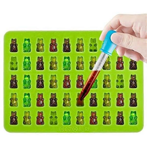ODN Silikon Gummi Godisformar med 1 Pipett Vätska Silikonformar, Gelé Chokladformar (Blå)