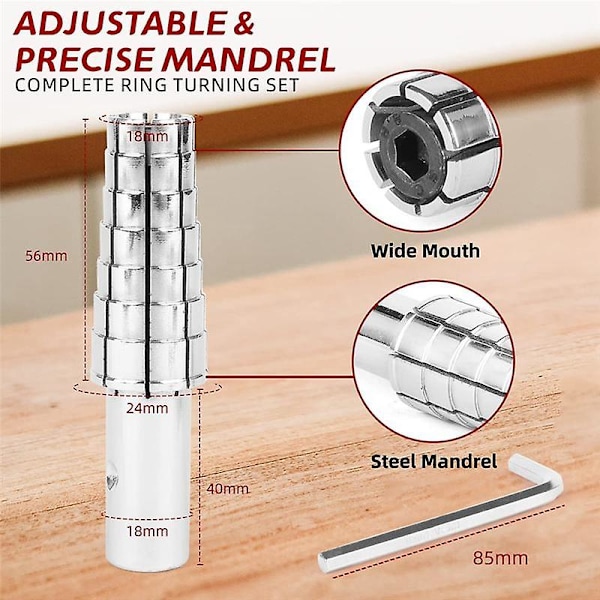 Utvidende ringmandrel i rustfritt stål med sekskantnøkkel - Heavy Duty ringformeringsverktøy for ringdreining