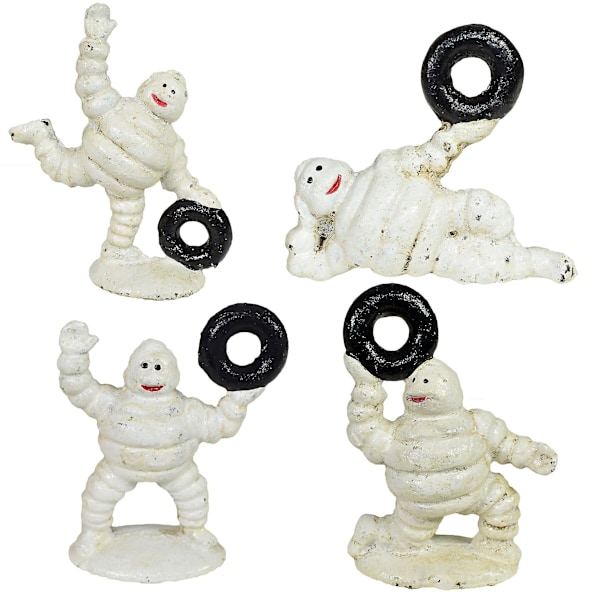6 stk Mini Michelin Mann Maskot Bibendum Støpejern Statue Figurer Skulptur