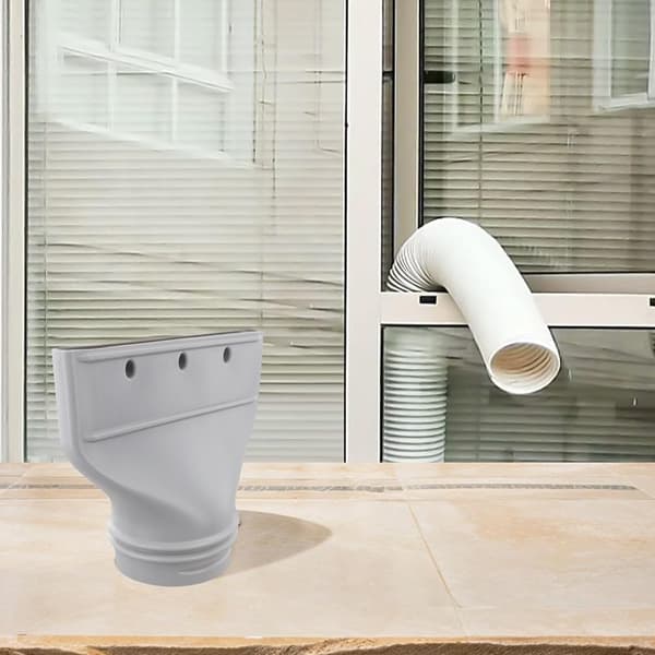 Bärbar luftkonditioneringsanslutning: platt munstycksadapter för 130 mm/150 mm rör, 1,5 m HDPE-förlängning, grå