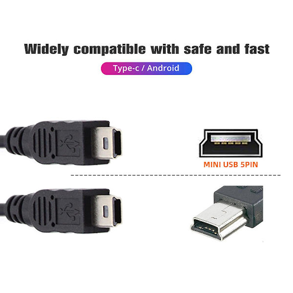 U2-069-tc004 Mini USB 2.0 Hun USB DC 5V til Dobbelt Mini USB 5-polet Han Splitter Forlænger Opladningskabel