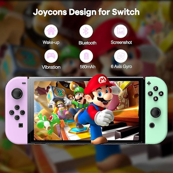 För Nintendo Switch, Switch Trådlös Kontroller Ersättning för Switch/Lite/OLED, med Väckning/Skärmdump/Dubbel Vibration/Rörelse