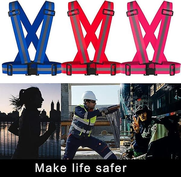 3 Pak Refleksvest, Høj Synlighed Sikkerhedsstropper, Justerbar Refleksvest til Nat