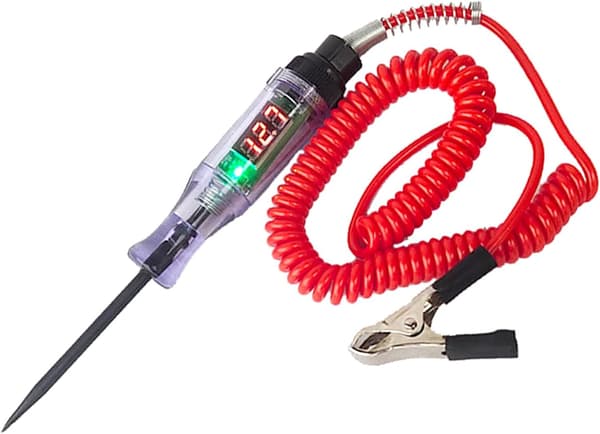 digital elektrisk pen til biler, 6V-12V-24V DC bilkredsløbstestlys, testlys med 1,8 meter forlænget spiralkabel