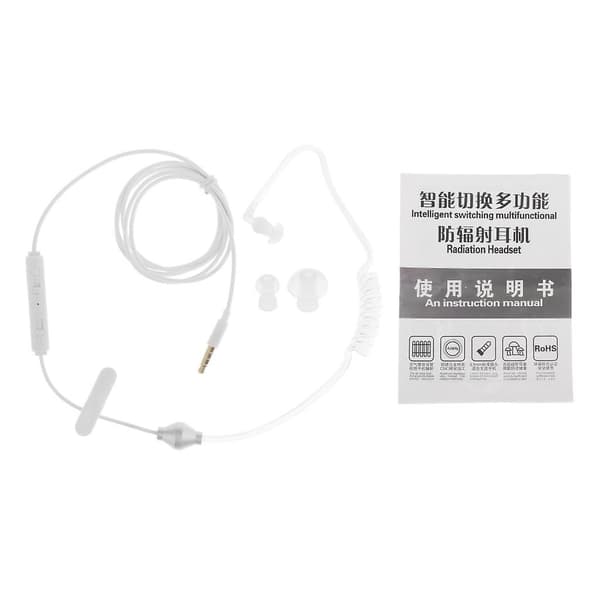 Luftrör Monaural In-Ear Hörlurar Antistrålningsheadset 3,5 mm Vit